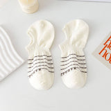 White Striped Waist Wicking Hidden Socks_Cwms0947