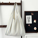 Striped Lightweight Large Capacity Canvas Bag_Cwab3094