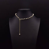 SIMPLE AND ELEGANT HIGH END BOW PEARL NECKLACE_CWAJE3829