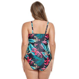 LARGE SIZE PATCHWORK ONE PIECE SWIMSUIT_CWMW0294