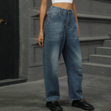 Washed Loose Harlan Denim Nine-Point Pants