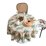 GREEN PINE BRANCH PRINTED DINING TABLE_CWMM0946