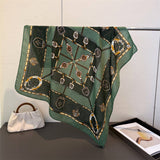 Equestrian Herringbone Cotton-Linen Square Scarf_Cwasc03448