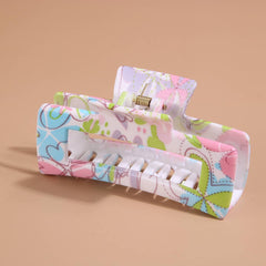 FLORAL PRINT PLASTIC HAIR CLAW SUMMER SHARK CLIP_CWAHA0480
