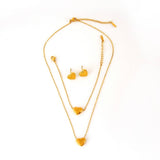 Womens Stainle Steel Heart Jewelry 3-Piece Set_Cwmm8880
