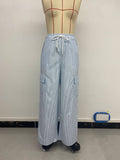 Versatile High-Waisted Striped Wide-Leg Pants