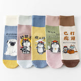 CARTOON BEAR CHECKERBOARD MIDDLE TUBE SOCKS_CWMS1389