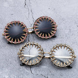 RETRO ROUND FRAME RHINESTONE METAL RIVET GLASSES_CWASG0783