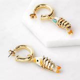OCEAN CORAL FISH SHELL EARRINGS STAINLESS STEEL_CWAJE4981