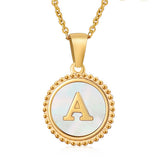 18K GOLD STAINLESS STEEL SHELL LETTER NECKLACE_CWAJE0686