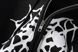Spider Web Heart Zipper Fleece Hooded Cardigan