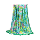 RAINBOW FLORAL SATIN SCARF SUMMER SUNPROOF WRAP_CWASC0673