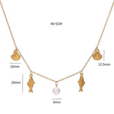 SUMMER BEACH STYLE SHELL PEARL CLAVICLE NECKLACE_CWMM5713