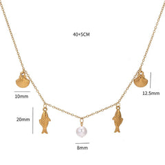 SUMMER BEACH STYLE SHELL PEARL CLAVICLE NECKLACE_CWMM5713