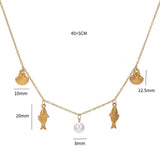 SUMMER BEACH STYLE SHELL PEARL CLAVICLE NECKLACE_CWMM5713