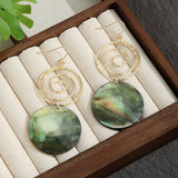 FASHIONABLE MOSQUITO COIL SHELL DISC EARRINGS_CWMM4333