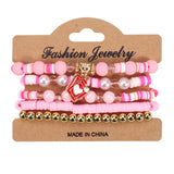 Cwaje05693_Valentine Heart Crystal Beaded Elastic Bracelet