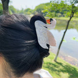 ELEGANT BLACK AND WHITE SWAN HAIRPIN_CWAHA1499