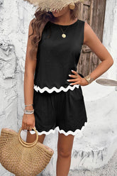 Women Casual Fashion Wavy Lace Set_Cwstb0460