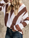 Fashion striped color-blocked pullover sweater
