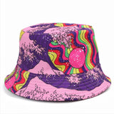 DOUBLE SIDED VINTAGE GRAFFITI PRINT BUCKET HAT_CWAH1546