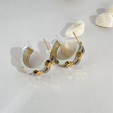 SIMPLE HIP HOP TRACK STITCHING EARRINGS_CWMM5720