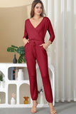 Solid V Neck Top Jumpsuit_Cwsjs216