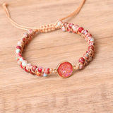 RED IMPERIAL TURQUOISE BEAD BRAIDED BRACELET_CWAJE3954
