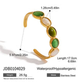 LUXURY 18K GOLD GREEN WHITE CATS EYE CUFF_CWAJE4817