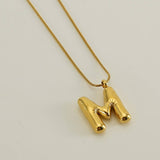 BALLOON STYLE 18K GOLD LETTER PENDANT NECKLACE_CWAJE0691