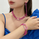 PINK SMALL FRESH EARRINGS NECKLACE BRACELET SET_CWAJE2937