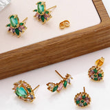 RETRO PERSONALIZED COLORED ZIRCON EARRINGS_CWAJE1001
