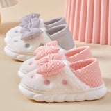 BOW DECOR MINIMALIST FLUFFY BEDROOM SLIPPERS_CWSHS0238