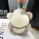 CUTE CALF MINK FUR COW CAR KEYCHAIN PENDANT GIFT_CWMM2493