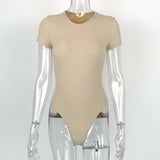 Sexy Round Neck Short Sleeved Bodycon Bodysuit_Cwtbls0313