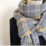PLAID FAUX CASHMERE SCARF COZY FRINGE WINTER WRAP_CWASC1459