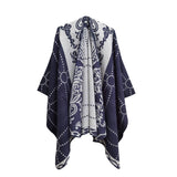 Women Color Block Shawl Wrap Open Front Poncho
