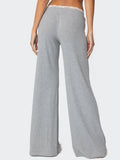 Straight Leg Trousers With Loose Lace Hem