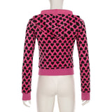 Y2K Love Printed Suede Personality Zipper Hoodie