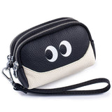 CUTE MINI LEATHER WRISTLET TRIPLE ZIPPER POUCH_CUAB00380
