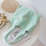 NEW LARGE STRIPED CANVAS TOTE BAG FOR WOMEN_CWAB5640