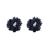 HANDMADE FABRIC FLOWER STUD EARRINGS MINIMALIST_CWMM6257