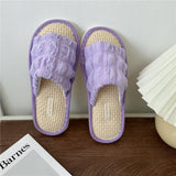 CLOUD PLEATED BUBBLE COTTON LINEN HOME SLIPPERS_CWMM2981