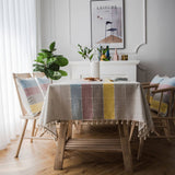 COLOR PLAID PATTERN COSY TABLECLOTHS WITH TASSELS_CWMM0018