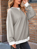 Contrast color splicing round neck sweater
