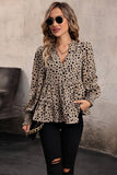 Women V Neck Leopard Printed Ruffled Shirt_Cwtstl0588