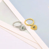 Vintage Love Green Evil Eye Heart Earrings