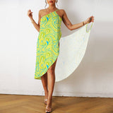 FLORAL PRINT ONE PIECE BEACH DRESS FOR VACATION_CWBLS0467