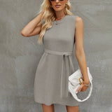 Solid Knitted Skirt Split Dress
