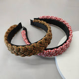 HANDMADE GEOMETRIC PLAID TWIST HEADBAND_CWAHA2602